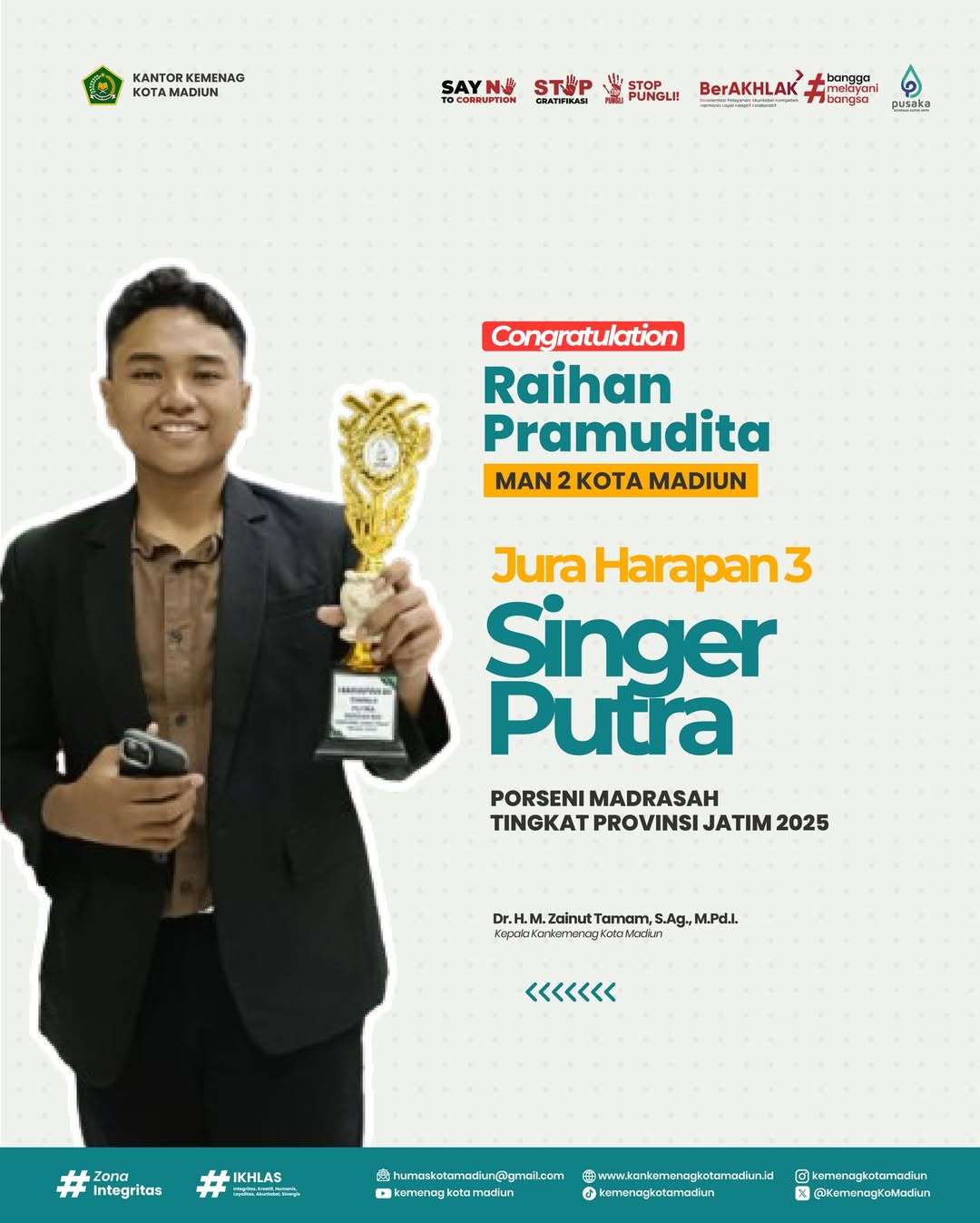 Juara Harapan 3 Singer Putra Tingkat MA